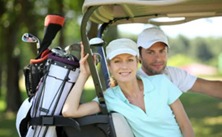 Golfers in cart